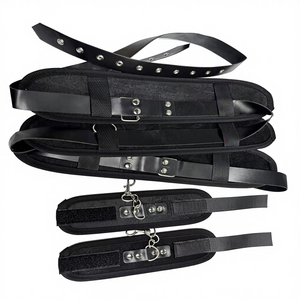 Kit d'équipement de bondage en cuir BDSM, menottes réglables, sangles de jambe, attaches pour poignets et cuisses, bandeau pour les yeux, pour couples - Jouet sexuel pour adultes - Product Image 5