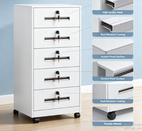 Meuble de classement mobile TOP TOWER en acier blanc, 5 tiroirs, verrouillable, avec roulettes et clés, pour hôtel et bureau à domicile