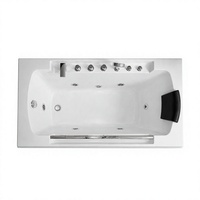 Baignoire balnéo en acrylique blanc de 1500 mm pour salles de bain principales avec panneau rectangulaire et appui-tête profilé