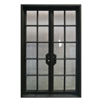 Double porte décorative antique de fer forgé de conception de luxe pour la maison avec le verre