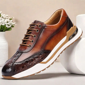 Zapatos Casuales de Hombre de Cuero Genuino con Cordones, Punta Redonda, Entresuela Acolchada de EVA, Suela de Goma, para Todas las Temporadas, Estilo Náutico - Product Image 1