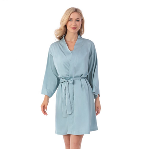 Al por mayor, Conjunto de lencería nupcial de lujo para mujer, suave, de verano, de satén y seda, <span class=keywords><strong>sin</strong></span> mangas, estilo <span class=keywords><strong>kimono</strong></span>, tipo bata y camisón - Product Image 4