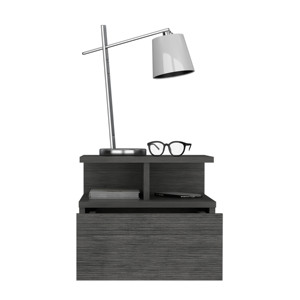 Adele Floating Nightstand With Drawer And <b>Open</b> Storage Shelves For Bedroom Use - Product Image 5