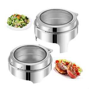 Juego de calentadores de comida tipo buffet de acero inoxidable con compartimentos y soportes para esterno para hoteles, restaurantes y catering - Product Image 4