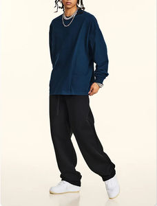 ขายดีเสื้อยืดคอกลมเข้ารูปผ้าฝ้ายธรรมดาสำหรับผู้ชายเสื้อยืดธรรมดาแขนยาวโอเวอร์ไซส์ - Product Image 5