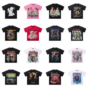 T-shirt da <span class=keywords><strong>uomo</strong></span> all'ingrosso con stampa teschio <span class=keywords><strong>gotica</strong></span>, manica corta, nuovo arrivo, abbigliamento firmato di design, con strass termoadesivi - Product Image 1