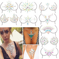 SC056 Bling Accessoires Cristal Strass Corps Poitrine Bijoux Tatouage Autocollant pour Rave Edm Music Festival