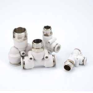 All White Pneumatic <b>Connector</b> <b>Quick</b> Plug Type Y T Tee Fittings 0 0.8MPA Air Hose Adapter Copper Plated Nickel - Product Image 1