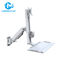Support d'écran Meisonic M8-WA01KB-DK en alliage d'aluminium blanc, nouvelle version, inclinable, capacité de charge de 10 kg, pour écrans de 11 à 32 pouces