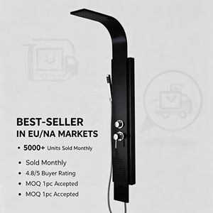 Panel de <span class=keywords><strong>Ducha</strong></span> de Lluvia Montado en la <span class=keywords><strong>Pared</strong></span> con Válvula de Cerámica Negra de Acero Inoxidable 304, con Chorro de Masaje, para Uso en Hoteles - Product Image 3