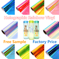 Sinovinilo holográfico para manualidades, Película autoadhesiva de corte holográfico, vinilo cromado, arco iris