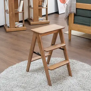 Benutzer definierte 3 Ebenen Pflanzen regal Bücherregal Holz Blumen leiter Klapp Tritt hocker Regal Stand Leiter Hocker