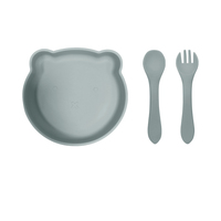 Assiette d'alimentation en silicone écologique sans BPA pour enfants, vente en gros, bol en silicone de qualité alimentaire avec cuillère et fourchette, personnalisable