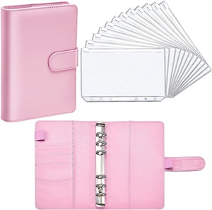 Binder Budget Cash Envelopes System PU Leather Notebook Binder A5 A6 Budget Planner Binder Pocket Personal Cash Budget Envelopes System 6 Hole PVC Zipper Binder