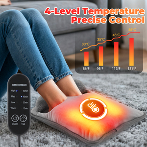 Coussin chauffant électrique pour les pieds, chauffe-pieds en peluche douce, tapis chauffant pour les pieds à domicile avec 4 niveaux de chaleur - Product Image 4