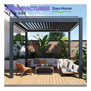 Pergola Motorizzata in Alluminio con Porta Scorrevole in Vetro, Ecologica e Impermeabile, in PVC per Terrazze Esterne - Product Image 5