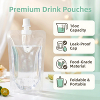 Pochette souple autoportante en PE/PET de qualité alimentaire 100 ml avec bec verseur et buse d'aspiration pour boissons énergisantes, imprimée en héliogravure