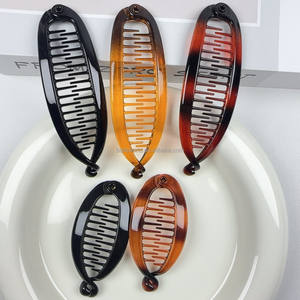 BELLEWORLD Pince banane en forme de poisson 14cm pince à cheveux tortue noire pince à queue de cheval peigne bouclé griffe à cheveux cheveux épais cheveux - Product Image 2