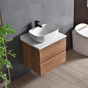 <span class=keywords><strong>Mobile</strong></span> Bagno Moderno Sospeso con Lavabo Singolo, Mobiletto in Compensato Massiccio - Product Image 5