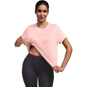 Camiseta Deportiva de Manga Corta para Mujer FOXA, Cuello Redondo, Corte Holgado, Transpirable, para Yoga, Gimnasio, Fitness, Ropa Deportiva de Verano - Product Image 5