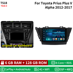 Radio de Coche 2DIN de 9 Pulgadas con 4G LTE para <span class=keywords><strong>Toyota</strong></span> <span class=keywords><strong>Prius</strong></span> <span class=keywords><strong>Plus</strong></span> V Alpha <span class=keywords><strong>2012</strong></span>-2017, Sistema Multimedia con Reproductor de Video, AM/FM, Carplay, Pantalla QLED, Blu-ray y GPS - Product Image 2