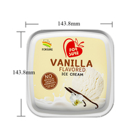 Contenant carré en plastique de 1 litre pour crème glacée, snacks, bonbons, emballage plastique pour crème glacée, pot à beurre, pot en plastique PP de 1L pour yaourt