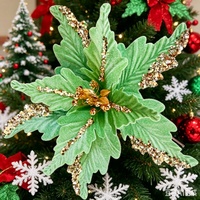 Hochdichte Seiden-Weihnachtsblumen mit Goldglitter für Festliche Atmosphäre
