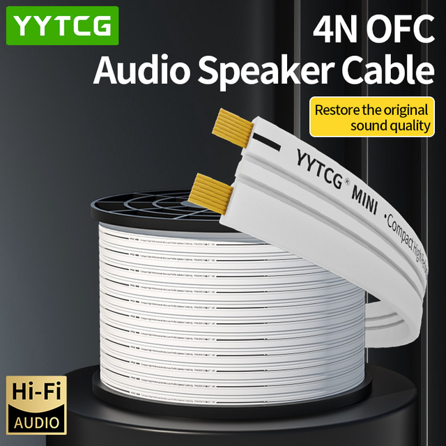 Mini Flat Speaker Cable 4N OFC 840 Strands Hi Fi Audio Speaker Wire Flexible Flat Audio Cable for Home Theater Sound System