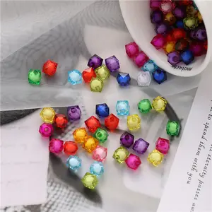 Vente directe d'usine Top qualité 6-14mm perles en vrac colorées perles acryliques à facettes pour la fabrication de bijoux à bricoler soi-même