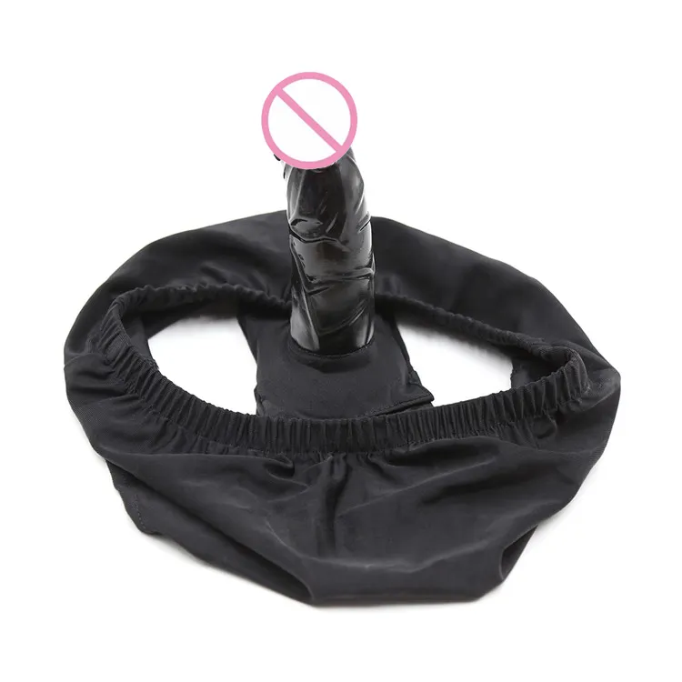 Ropa interior de juguete sexual de Color negro con consolador, pene Artificial, Correa en consolador, cinturón de castidad para mujer y parejas