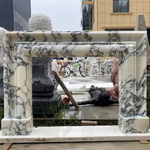 Cheminée en marbre pour alto Calacatta personnalisée sur fond blanc avec veines noires Design moderne pour salon <span class=keywords><strong>de</strong></span> luxe - Product Image 2