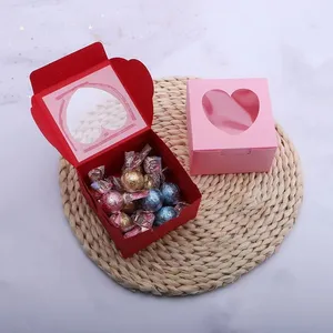 Grosir kotak hadiah hati Hari Valentine dengan jendela kotak hadiah hati kotak permen kesukaan pesta pernikahan