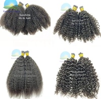 Extensions de cheveux I-tip malaisiennes, boucles italiennes pré-collées, cuticules alignées, Remy Afro Kinky Curly, couleur naturelle, 26 pouces