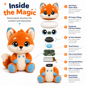 Lindo Peluche de Zorro Parlante con IA (Algodón y Poliéster) para el Desarrollo Cognitivo de los Niños - Regalo Educativo para Navidad - Product Image 4