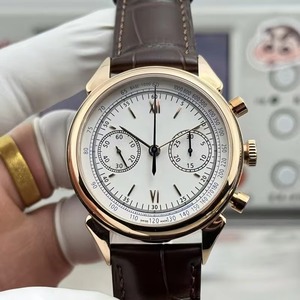 Montre Vintage en Corne de Vache Étanche 2026 Nouveau Boîtier Or Rose Chronographe Mécanique Manuel Homme Luxe Style 1955 - Product Image 2