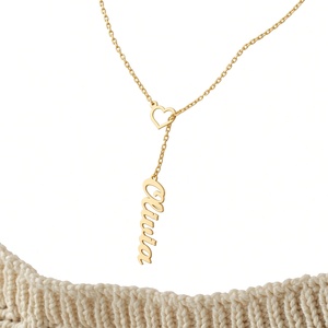 Gold Plated Name Necklace With Heart Pendant Saher <b>Chain</b> 18 Inches Women's Classic Daily Wear Jewelry - Product Image 2