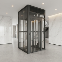 Ascenseur résidentiel MRL neuf, fiable et de haute qualité pour villa, avec porte en verre silencieuse et cabine en acier.