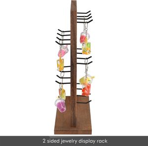 Customized Wooden Jewelry Tower with 20 Hooks and Wooden Earring Storage Rack <b>for</b> Displaying and Storage of Earrings - Product Image 5
