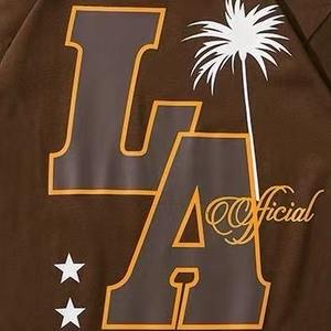 Camiseta Holgada de Hip Hop con Estampado de Palmera y Estrella, Estilo Gótico, Manga Corta, Informal, con Detalles de Parches, Color Marrón - Product Image 6