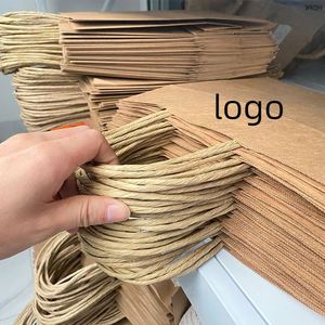 Sacs de courses en papier kraft brun recyclables avec logo imprimé personnalisé - Product Image 6