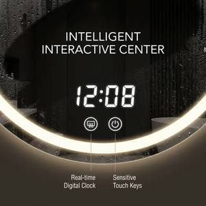 <span class=keywords><strong>Miroir</strong></span> intelligent LED rond moderne avec interrupteur tactile, éclairage à intensité variable, <span class=keywords><strong>miroir</strong></span> sans cuivre de 5 mm pour hôtel, CRI 90+, miroirs de salle de bain intelligents - Product Image 3