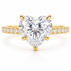 IGI Certified <b>Heart</b> Cut Lab Grown Diamond Engagement Ring 10K 14K 18K Solid Gold Pavé Band Fine Jewelry - Product Image 2