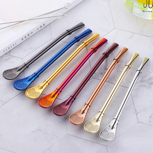 Pailles réutilisables en acier inoxydable avec filtre à eau, thé et miel, et cuillère-filtre - Product Image 6