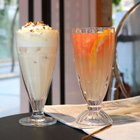 Tasse à soleil en verre, 12oz, 350ml, 12oz, pour le Dessert, la crème glacée, processeur sur socle de grande taille, pour Latte à Cappuccino et à chocolat chauds