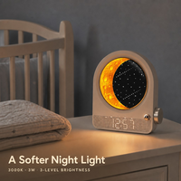 Réveil avec lumière lunaire à intensité variable, mini lampe LED d'aide au sommeil pour chambre à coucher, design moderne en ABS