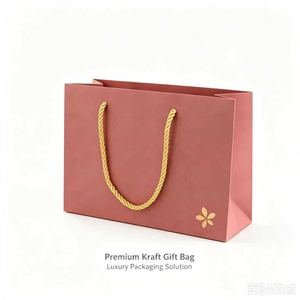 Eleganti Sacchetti di Carta <span class=keywords><strong>Rosa</strong></span> e Oro con Motivo Floreale, Ideali per Prodotti di Bellezza di Lusso e Regali Floreali - Product Image 4