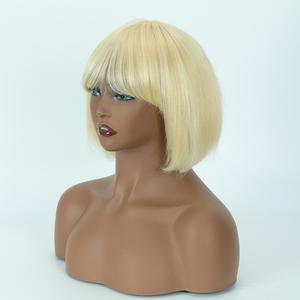 Peluca Bob Rubia FH 613 de Cabello Humano, Peluca Bob Corta sin Pegamento Hecha a Máquina con Red Transpirable, Venta Directa de Fábrica - Product Image 2