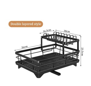 Offre Spéciale Double niveau <span class=keywords><strong>fil</strong></span> métallique 304 acier inoxydable vaisselle séchage Stgorage Racks noir égouttoir pour cuisine égouttoir automatique - Product Image 6