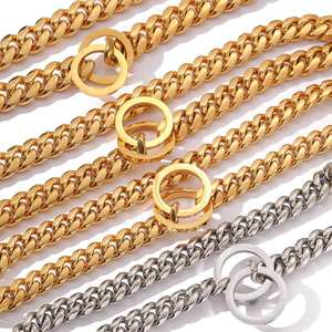 2024 थोक स्टेनलेस स्टील चांदी सोना पर्ची चोक कुत्ते की चेन हार - Product Image 1