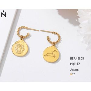 Orecchini Pendenti con Costellazione Zodiacale Leone in Oro, Acciaio Placcato 12k, Gioielli alla Moda - Product Image 1